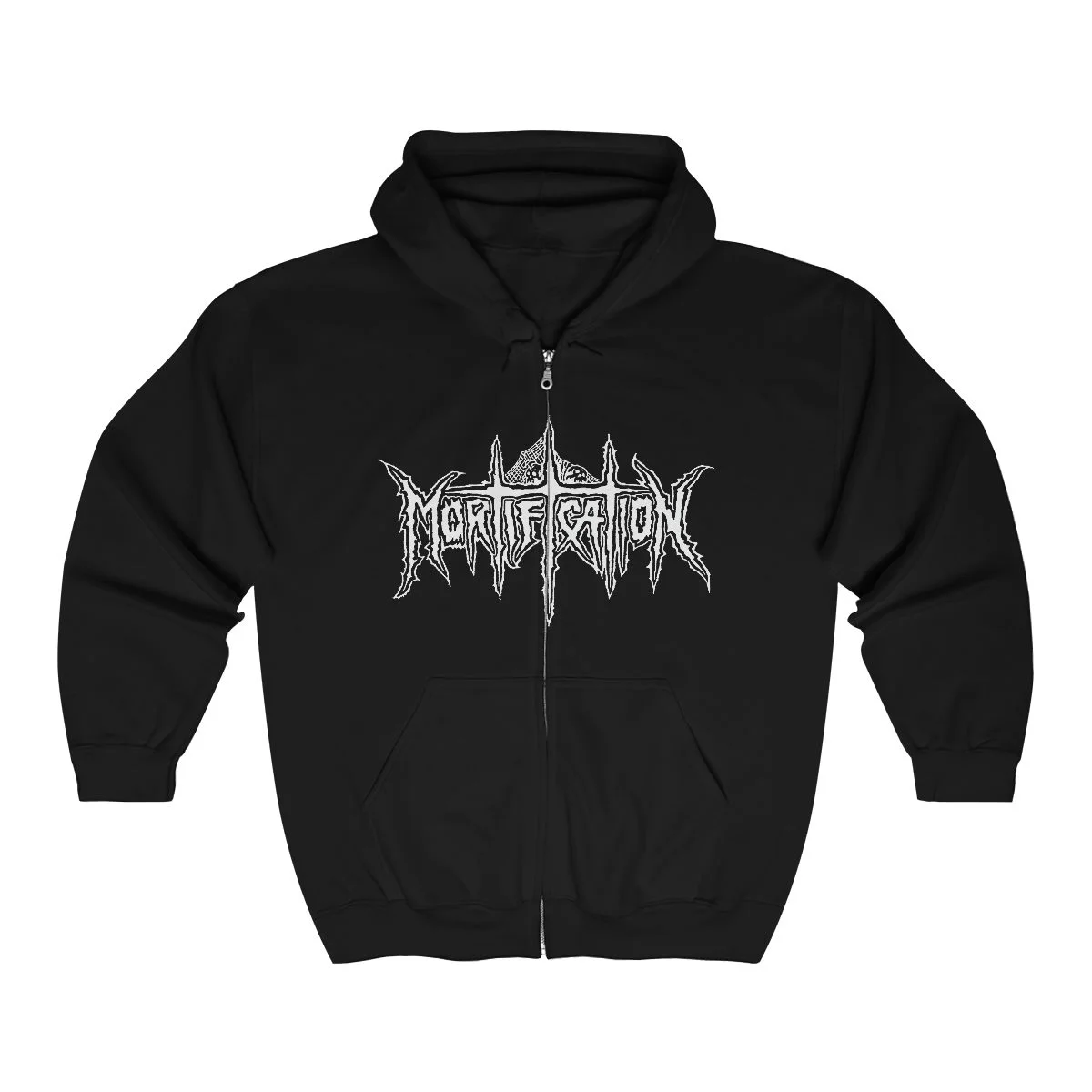 Mortification Total Thrashing Death (White)  Full Zip Hooded Sweatshirt