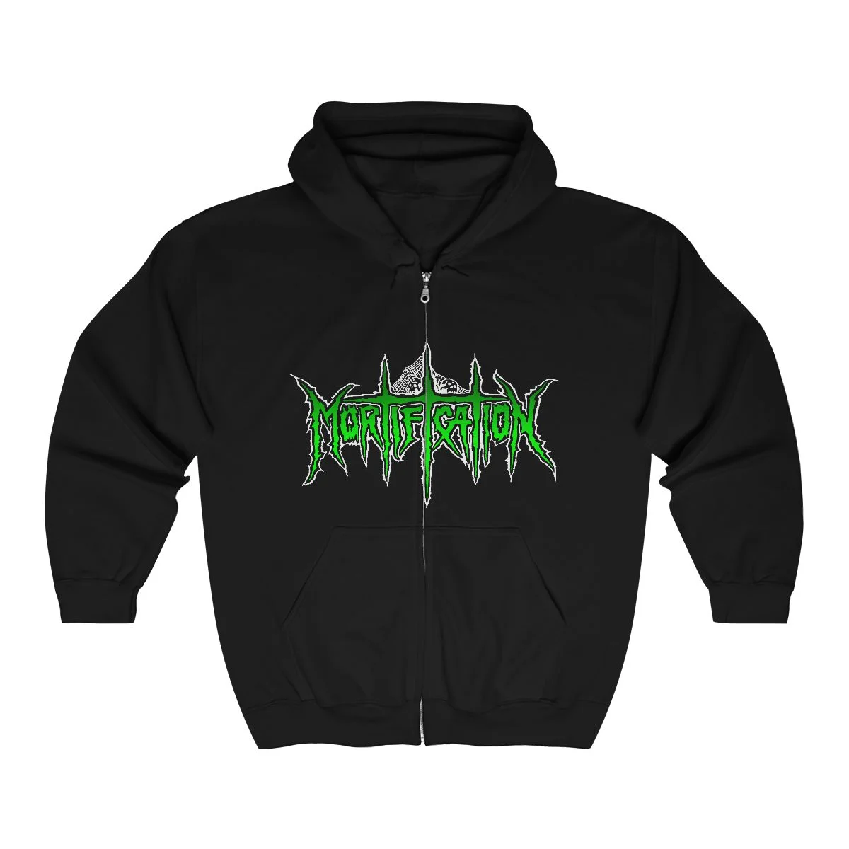 Mortification Total Thrashing Death (Green)  Full Zip Hooded Sweatshirt