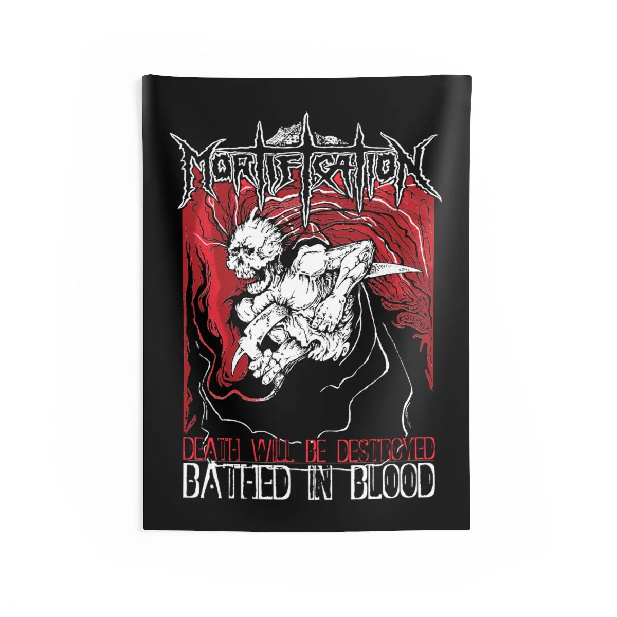 Mortification - Bathed In Blood Indoor Wall Tapestries