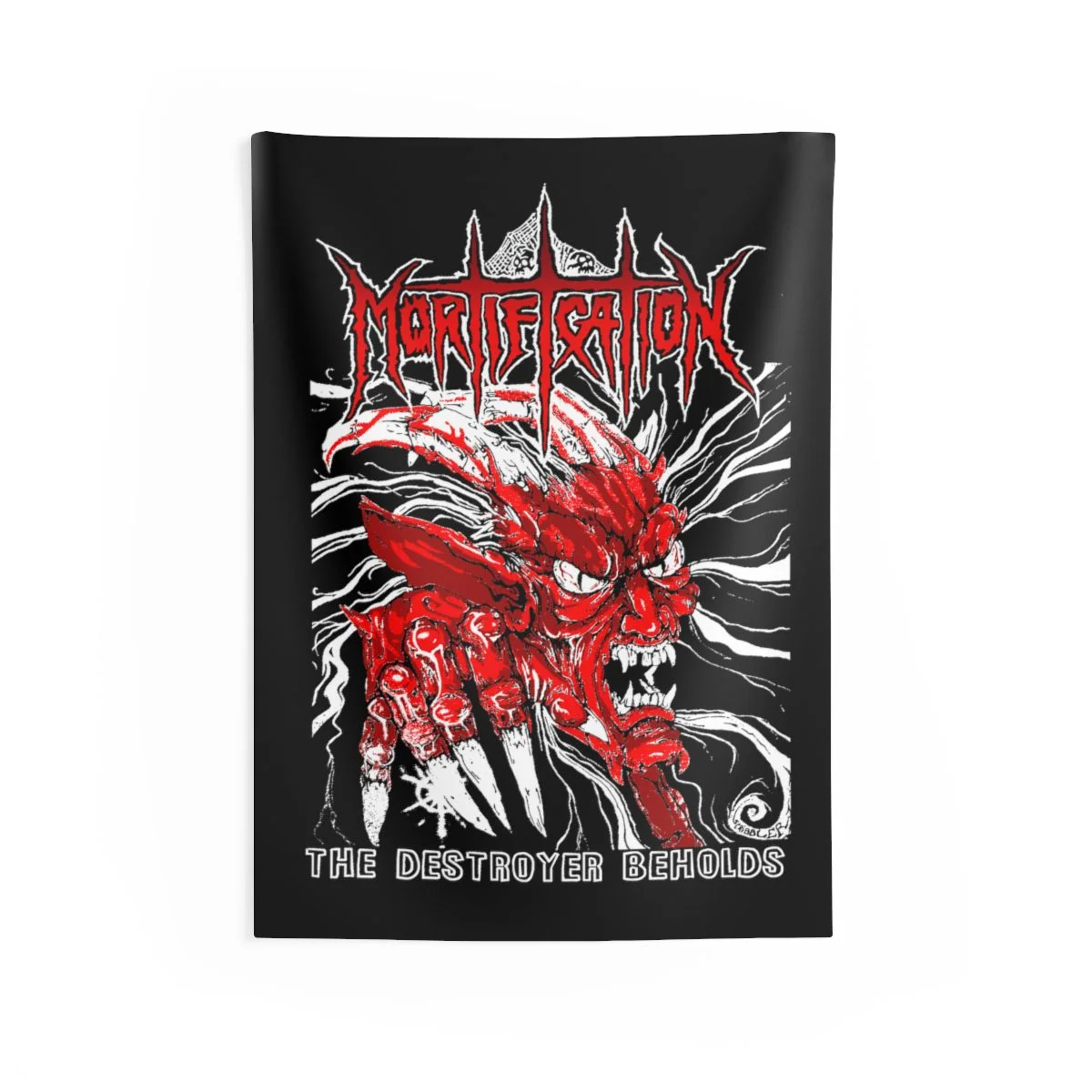 Mortification The Destroyer Beholds (Red) Indoor Wall Tapestries