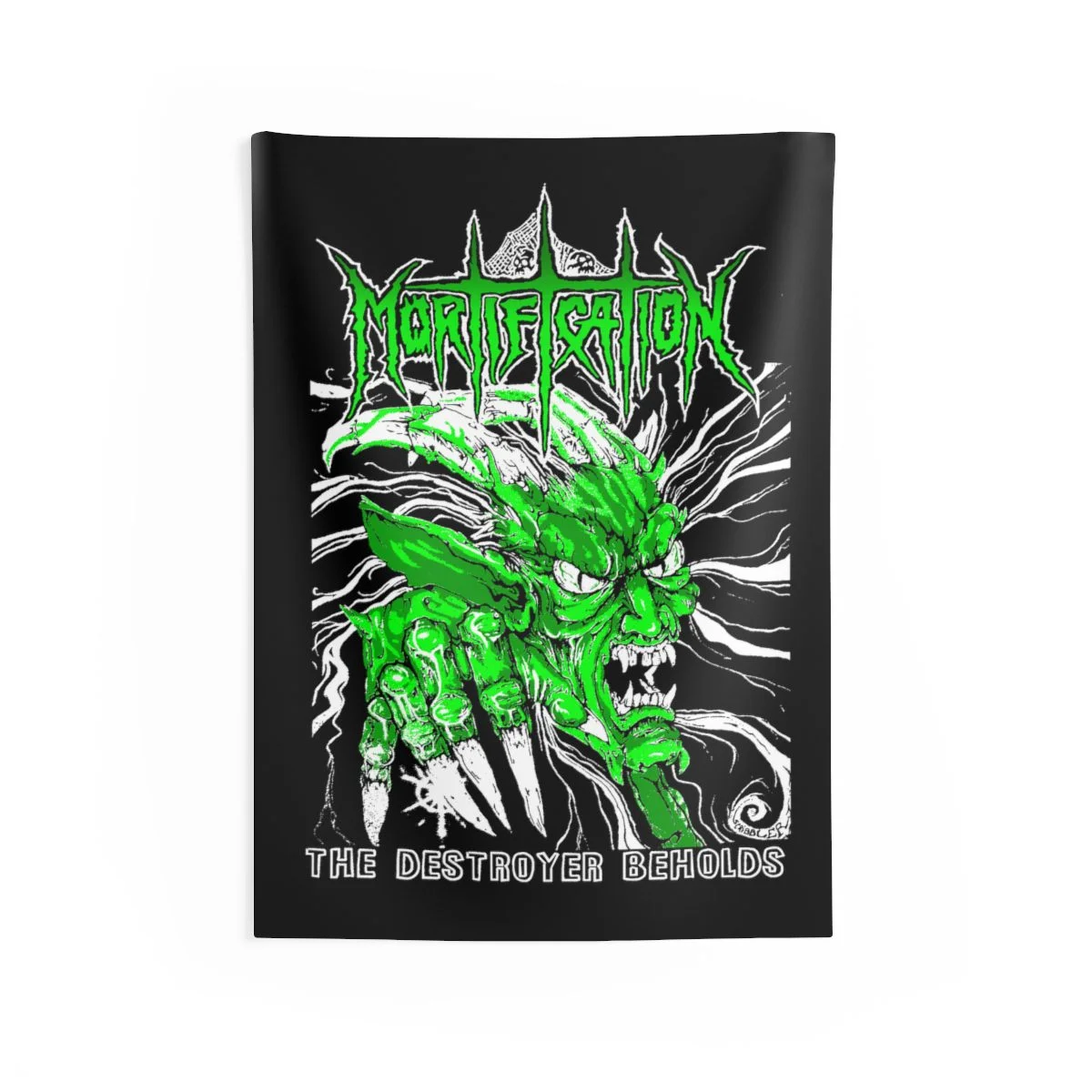 Mortification The Destroyer Beholds (Green) Indoor Wall Tapestries