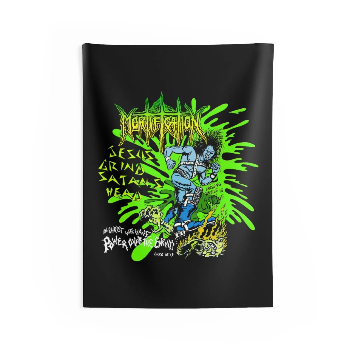 Mortification - Jesus Grind Satan's Head Indoor Wall Tapestries - Image 2