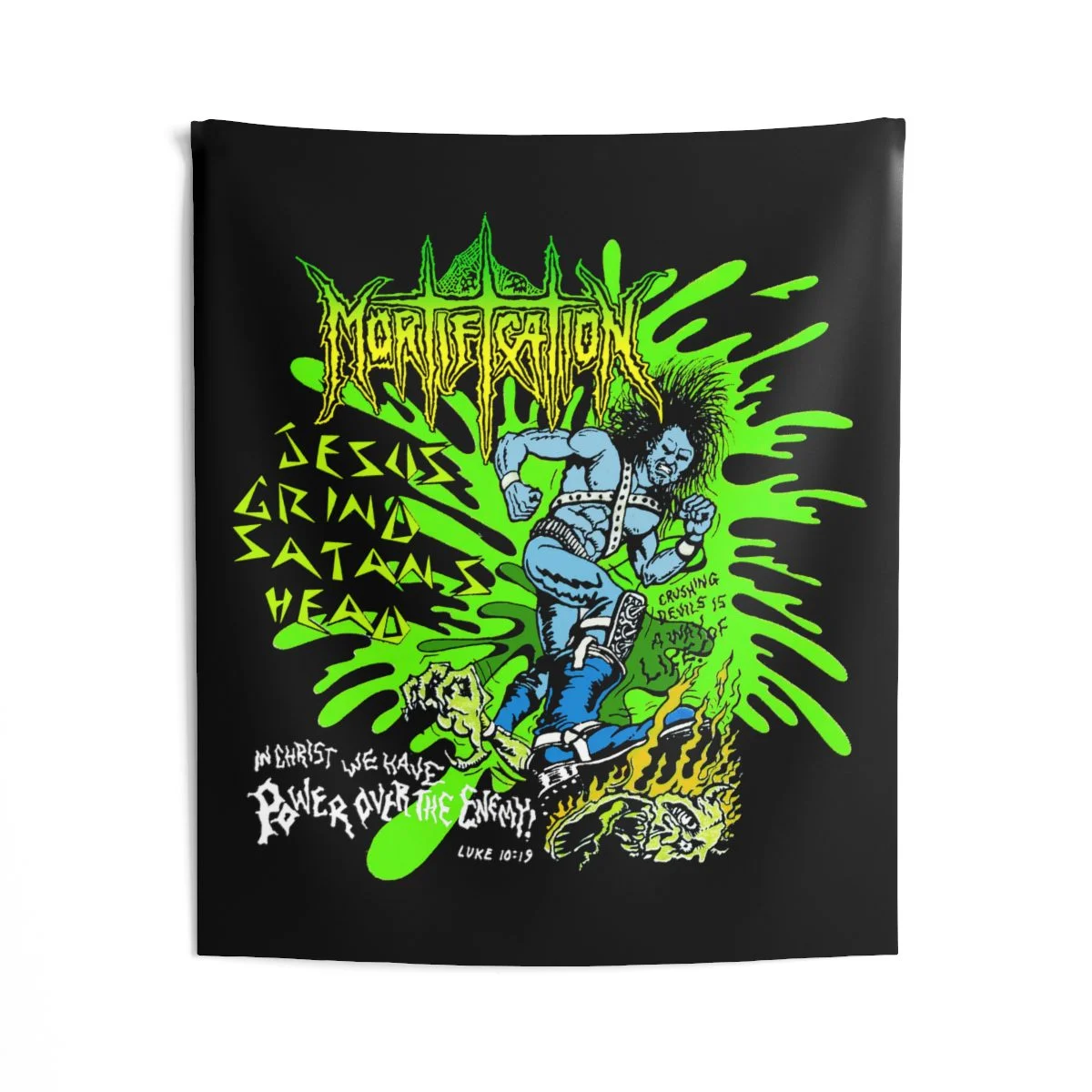 Mortification - Jesus Grind Satan's Head Indoor Wall Tapestries - Image 3