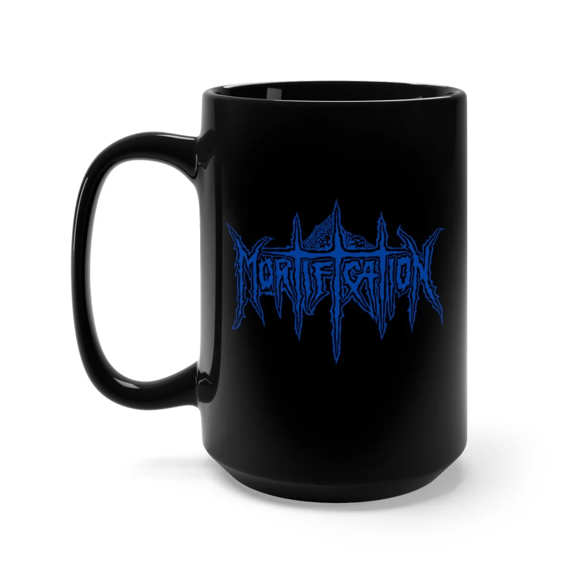 Mortification Blue Logo 15oz Black Mug