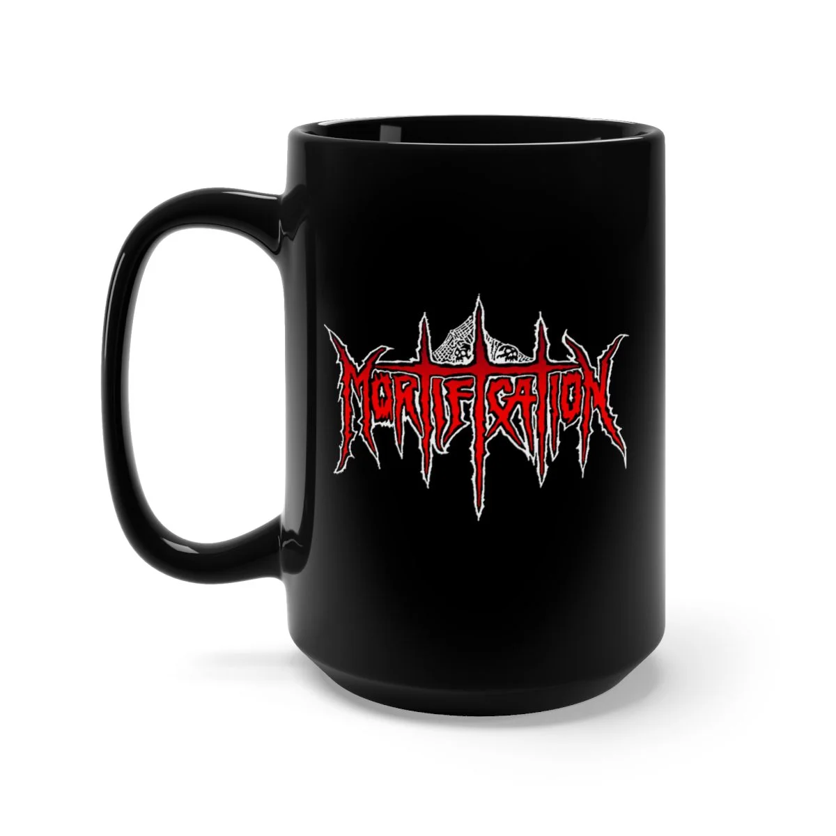 Mortification Total Thrashing Death (Red) 15oz Black Mug