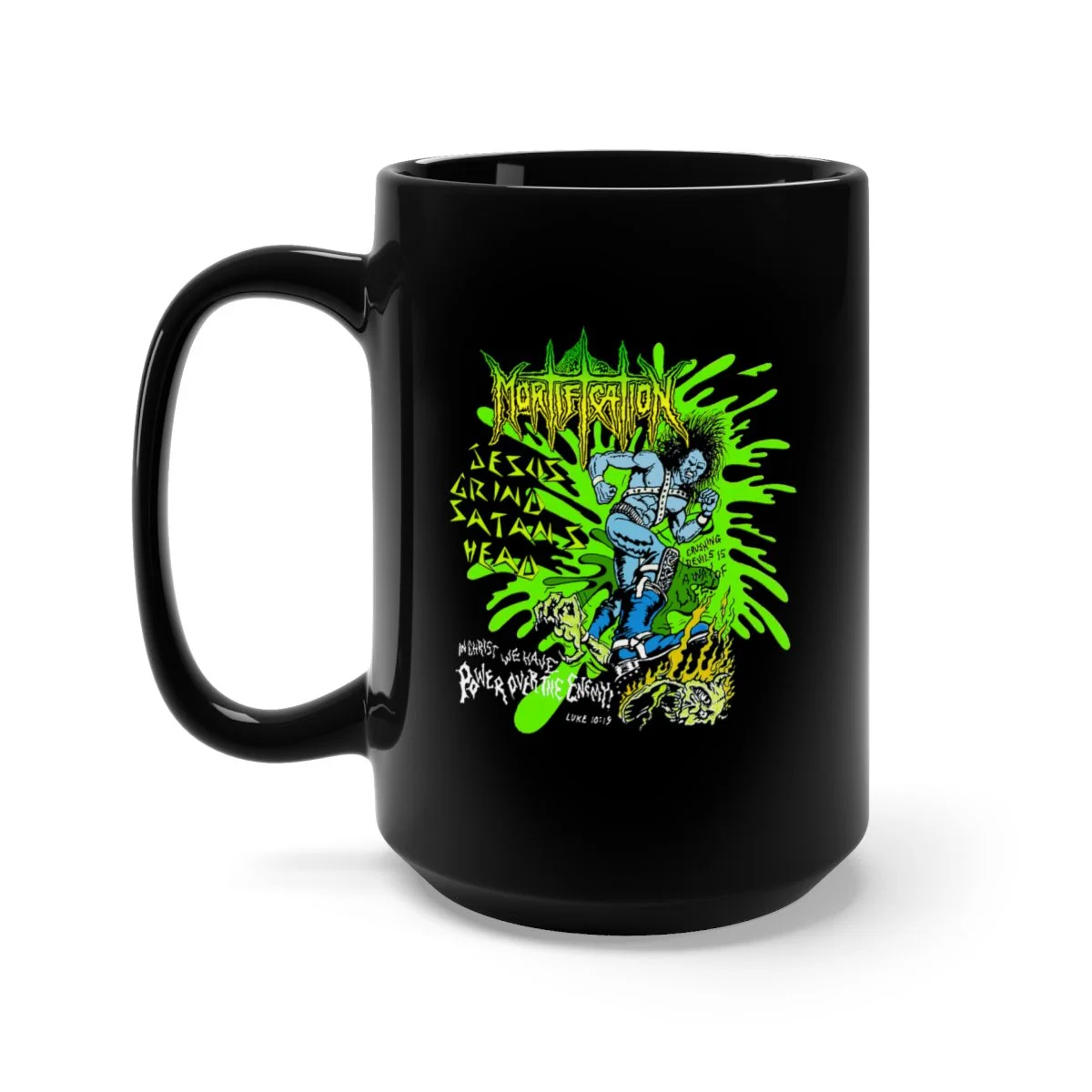 Mortification - Jesus Grind Satan's Head 15oz Black Mug