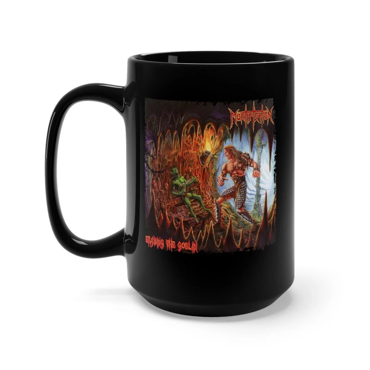 Mortification - Erase the Goblin Cavern Version Black Mug 15oz