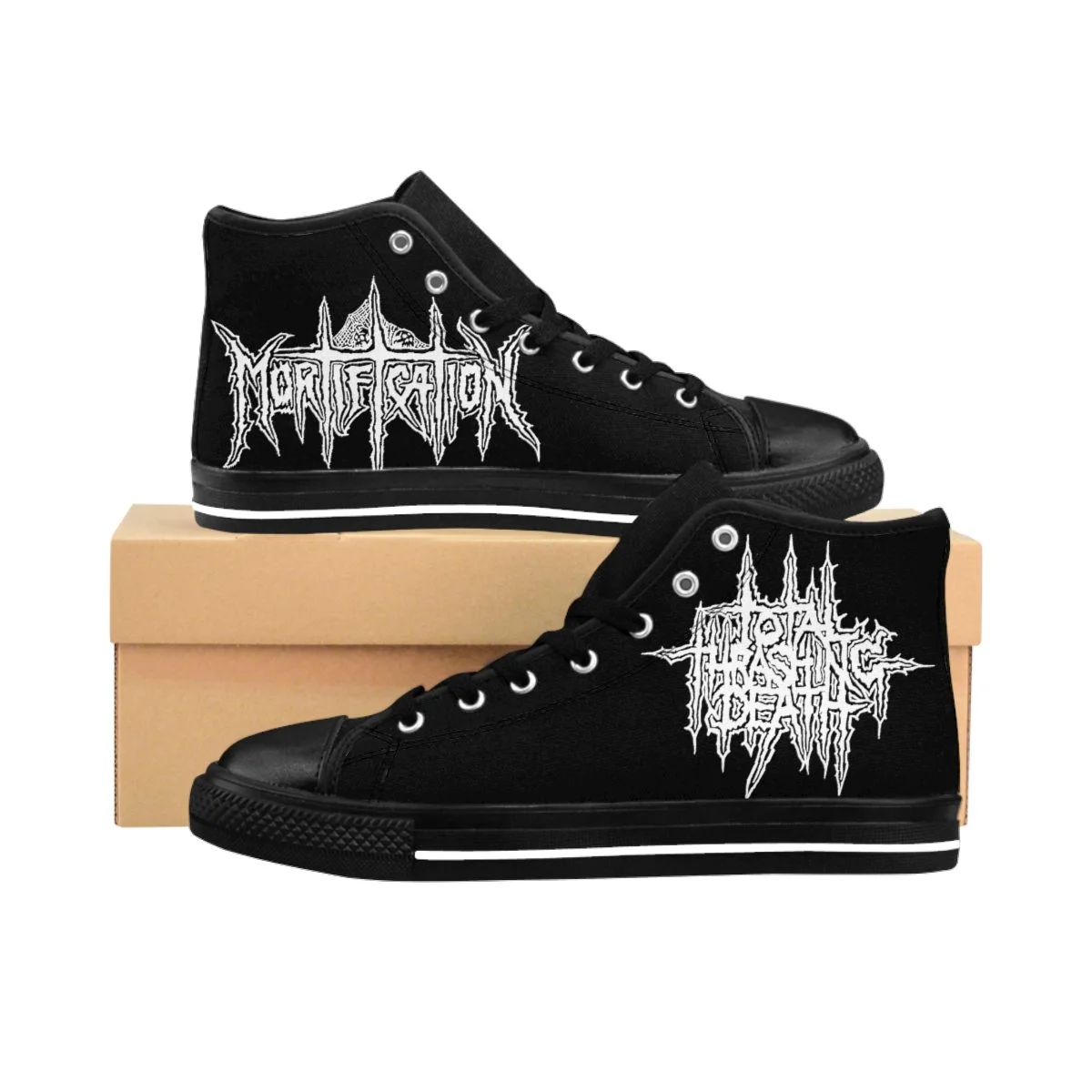 Mortification Total Thrashing Death (White) Men's High-top Sneakers