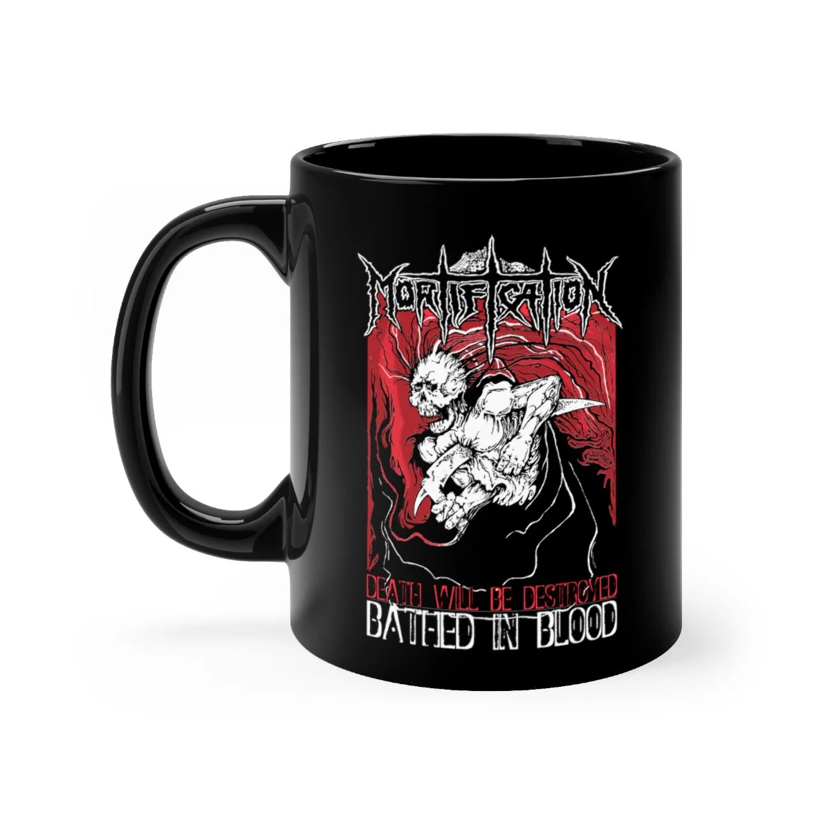 Mortification - Bathed In Blood 11oz Black mug