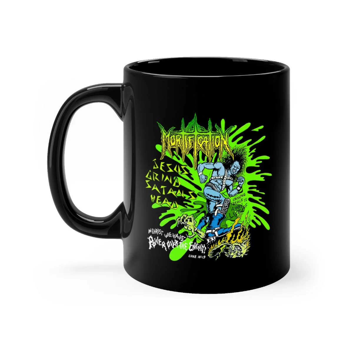 Mortification - Jesus Grind Satan's Head 11oz Black mug