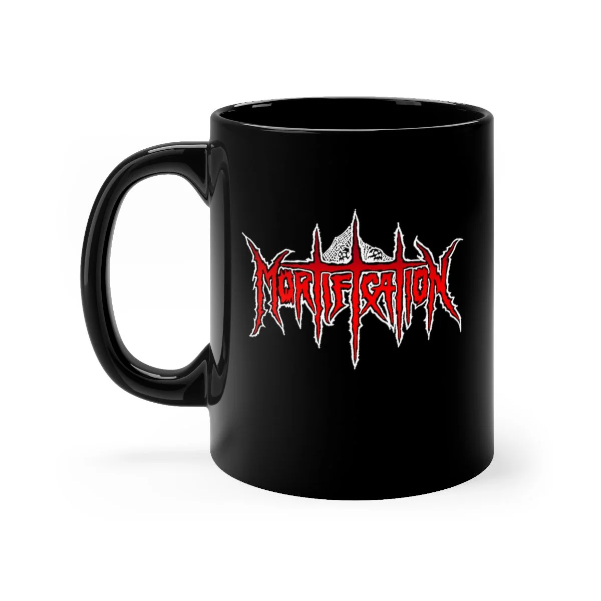 Mortification Total Thrashing Death (Red)  Black mug 11oz