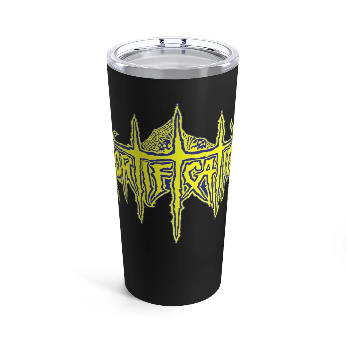 Mortification Yellow and Blue Logo 20oz Stainless Steel Tumbler