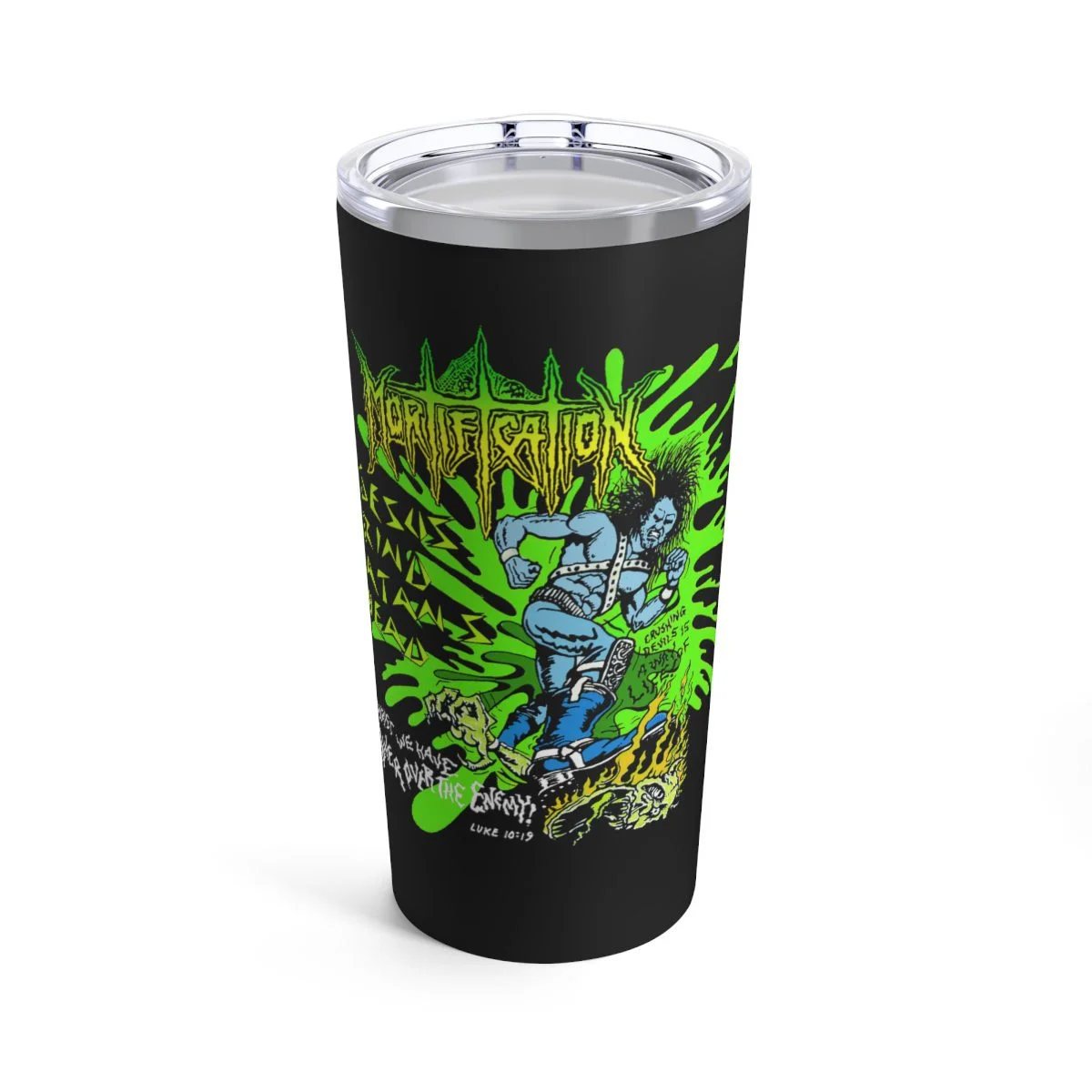 Mortification - Jesus Grind Satan's Head 20oz Stainless Steel Tumbler