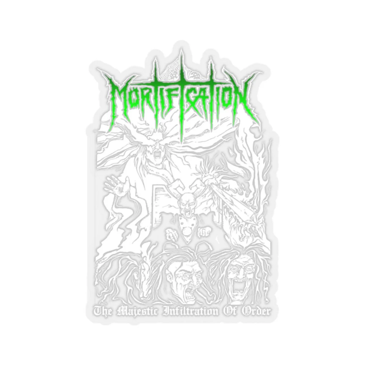 Mortification - The Majestic Infiltration of Order Die Cut Stickers