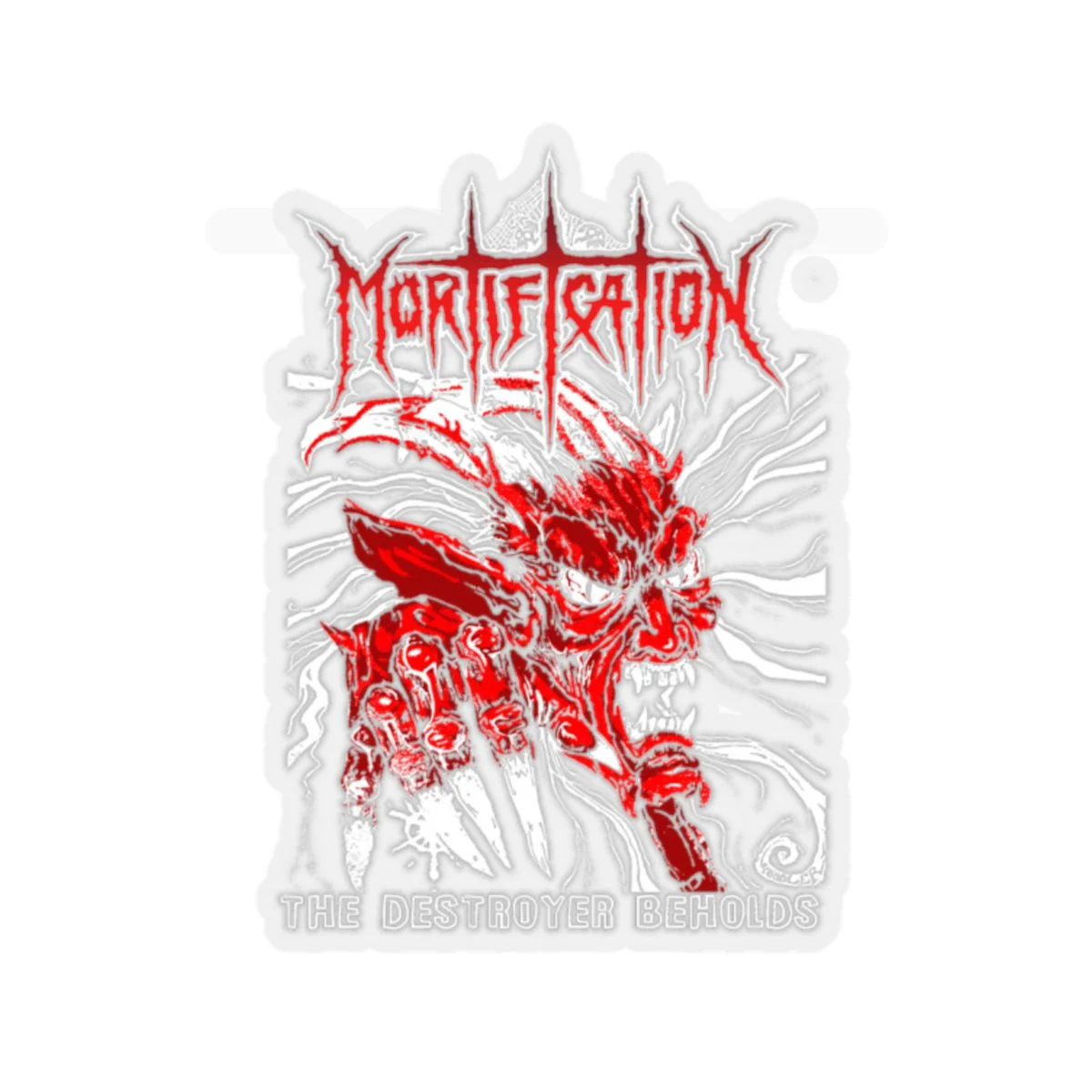 Mortification The Destroyer Beholds (Red) Die Cut Stickers
