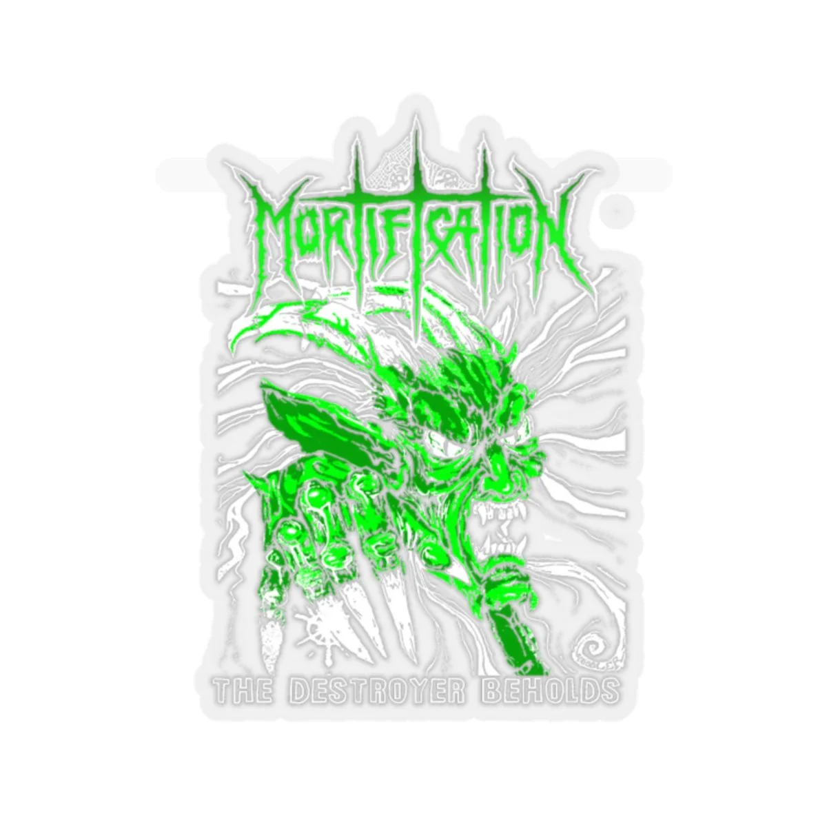 Mortification The Destroyer Beholds (Green) Die Cut Stickers