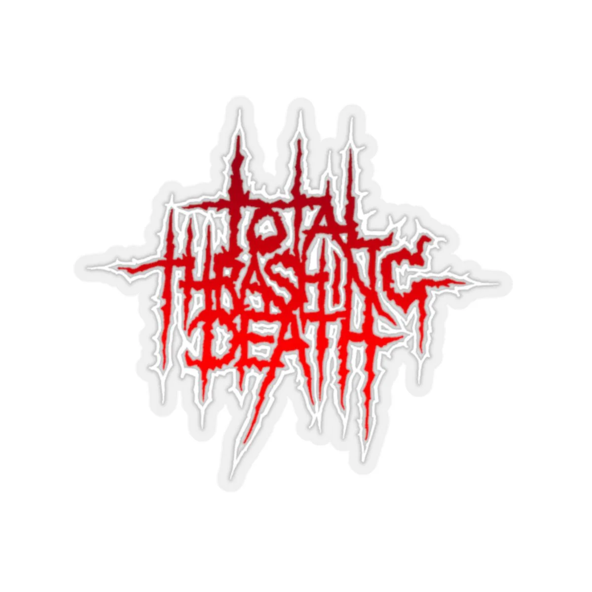 Mortification Total Thrashing Death (Red) Die Cut Stickers