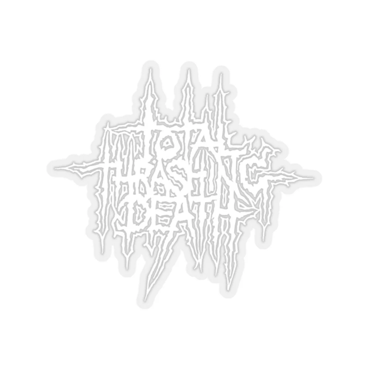 Mortification Total Thrashing Death (White) Die Cut Stickers