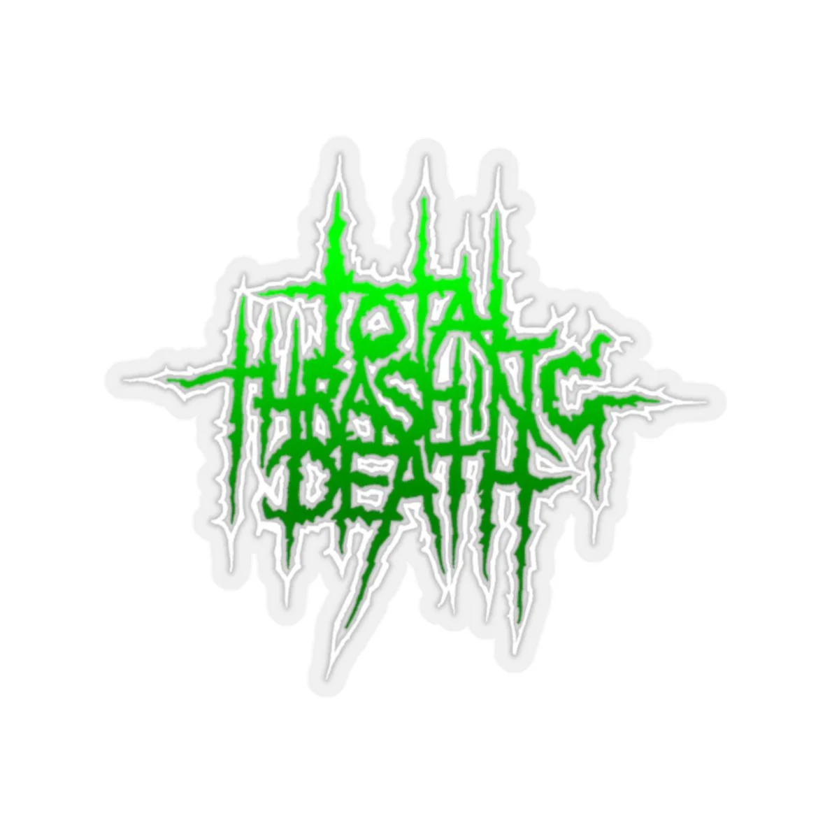 Mortification Total Thrashing Death (Green) Die Cut Stickers