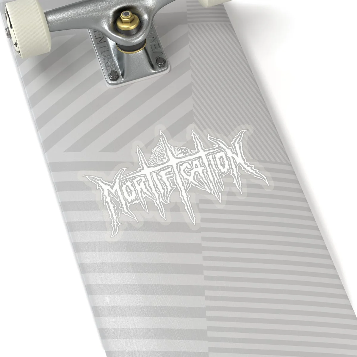 Mortification White Logo Die Cut Stickers
