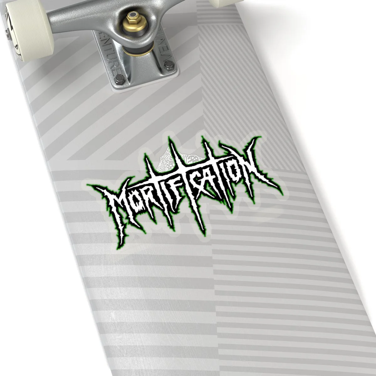 Mortification White and Green Logo Die Cut Stickers