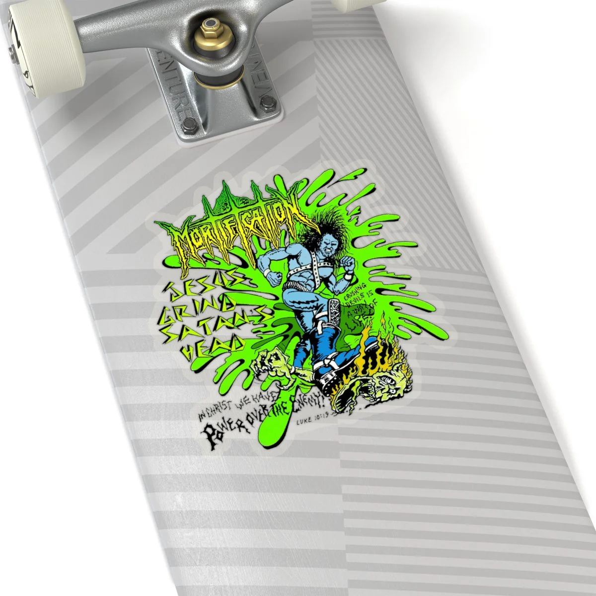 Mortification - Jesus Grind Satan's Head Die Cut Stickers
