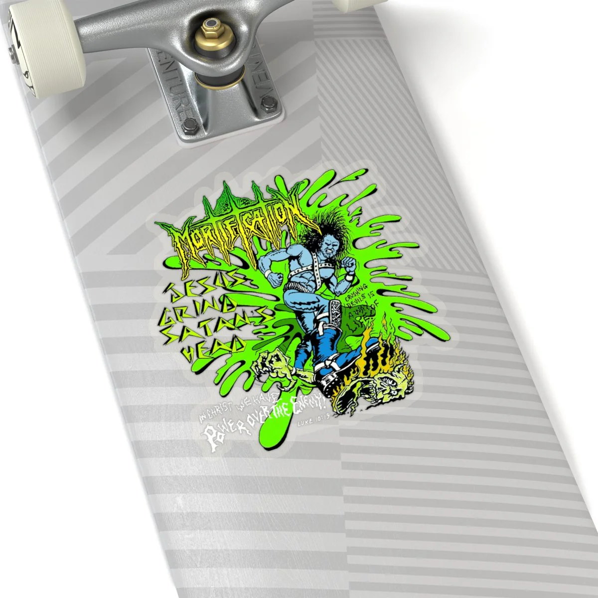 Mortification - Jesus Grind Satan's Head (Light) Die Cut Stickers