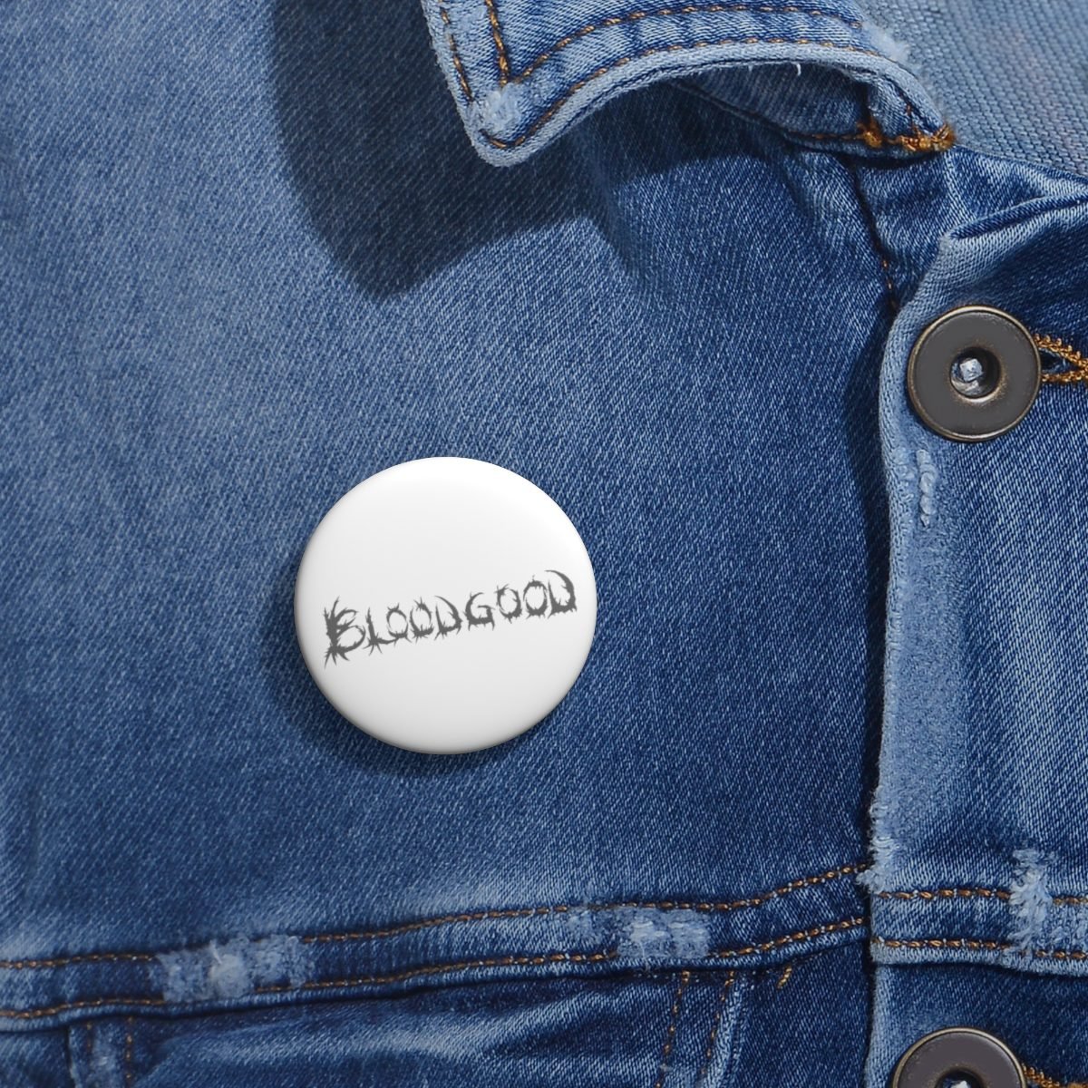 Bloodgood Grey Logo Pin Buttons (White)