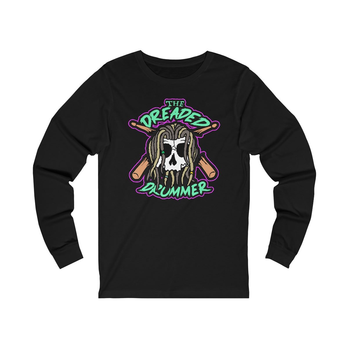 The Dreaded Drummer Green and Purple Version Long Sleeve Tshirt