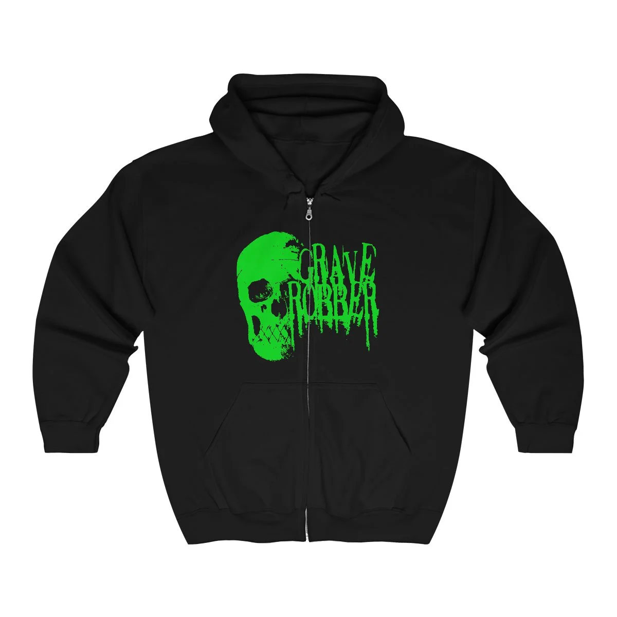 Grave Robber Skull and Logo Full Zip Hooded Sweatshirt