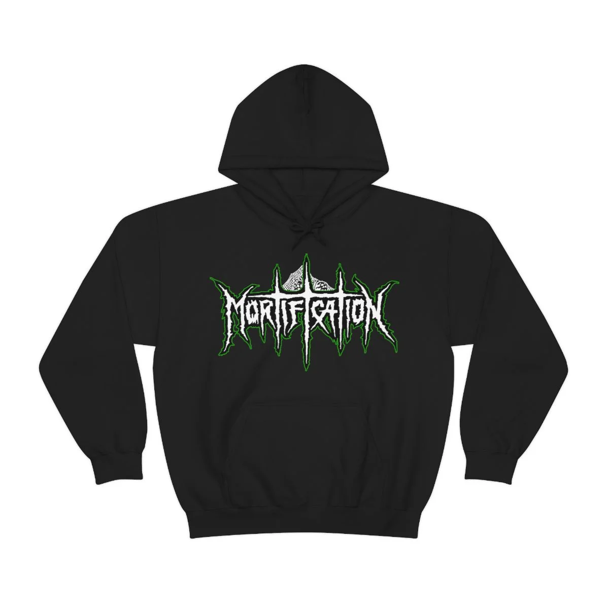 Mortification White and Green Logo Pullover Hooded Sweatshirt 18500