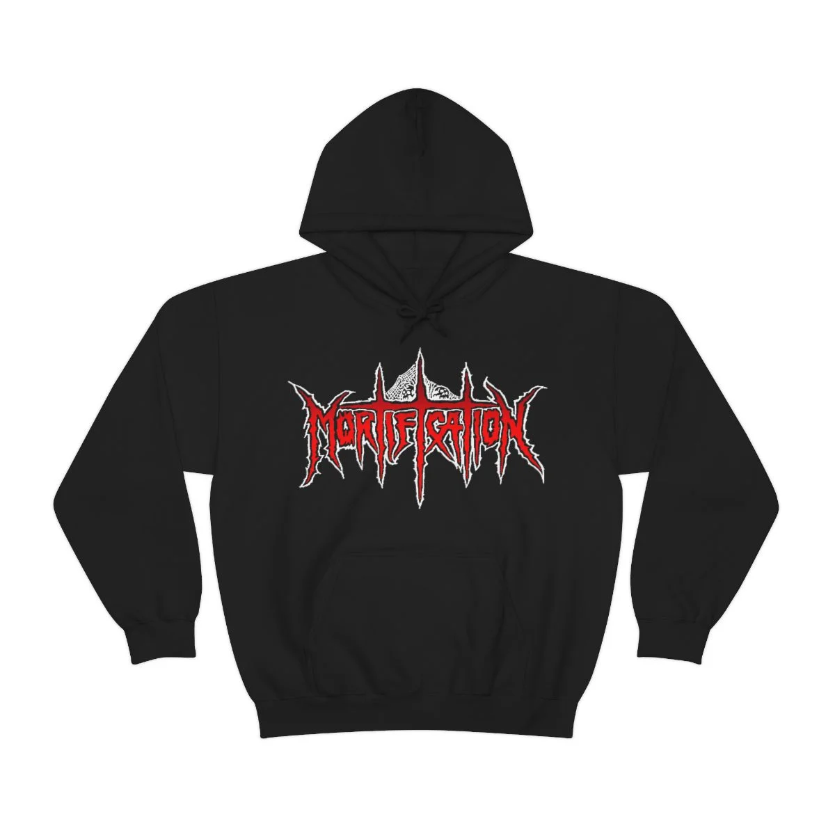 Mortification Red and White Logo Pullover Hooded Sweatshirt