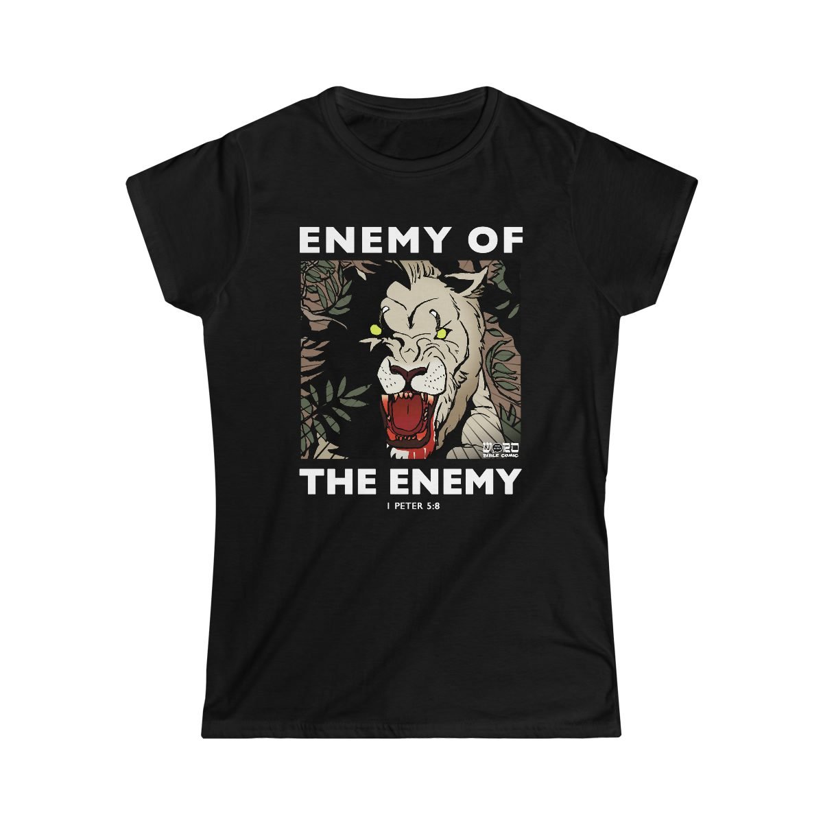 Word For Word Bible Comics – Enemy of the Enemy Women’s Short Sleeve Tshirt 64000L