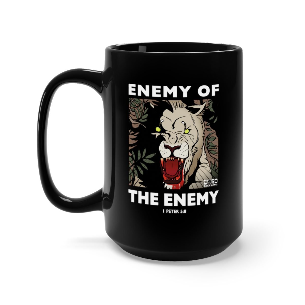 Word For Word Bible Comics – Enemy of the Enemy 15oz Black Mug