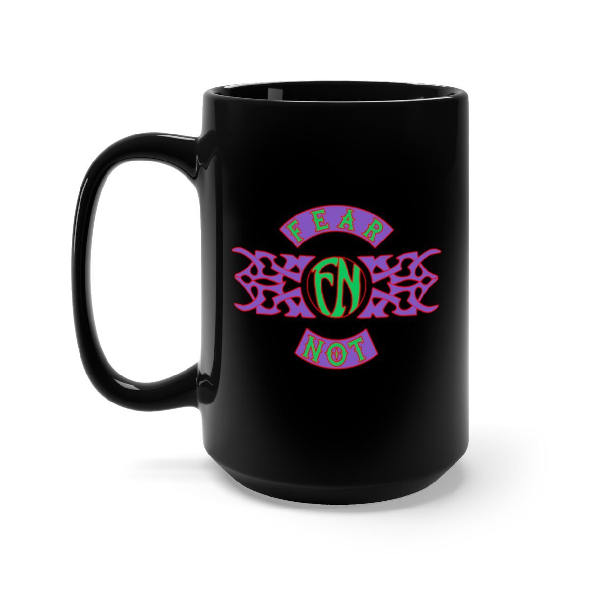 Fear Not Old School Tribal Logo 15oz Black Mug