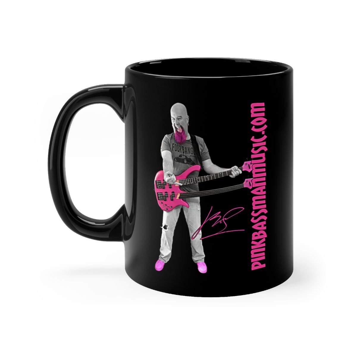 PinkBassMan 11oz Black mug