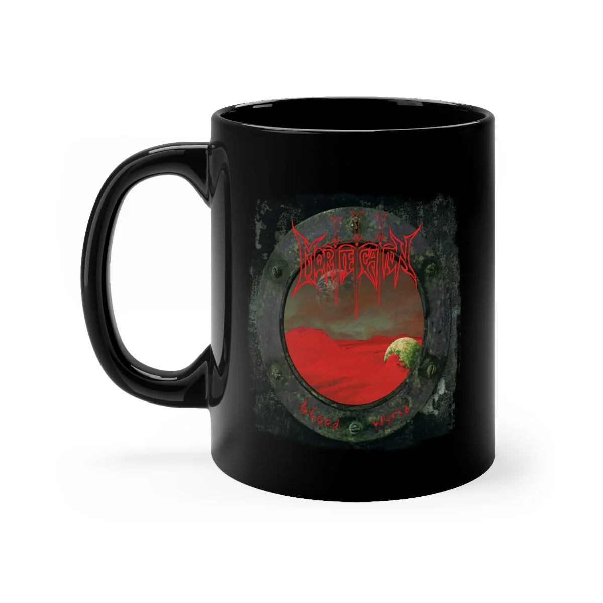 Mortification - Blood World Logo 11oz Black mug
