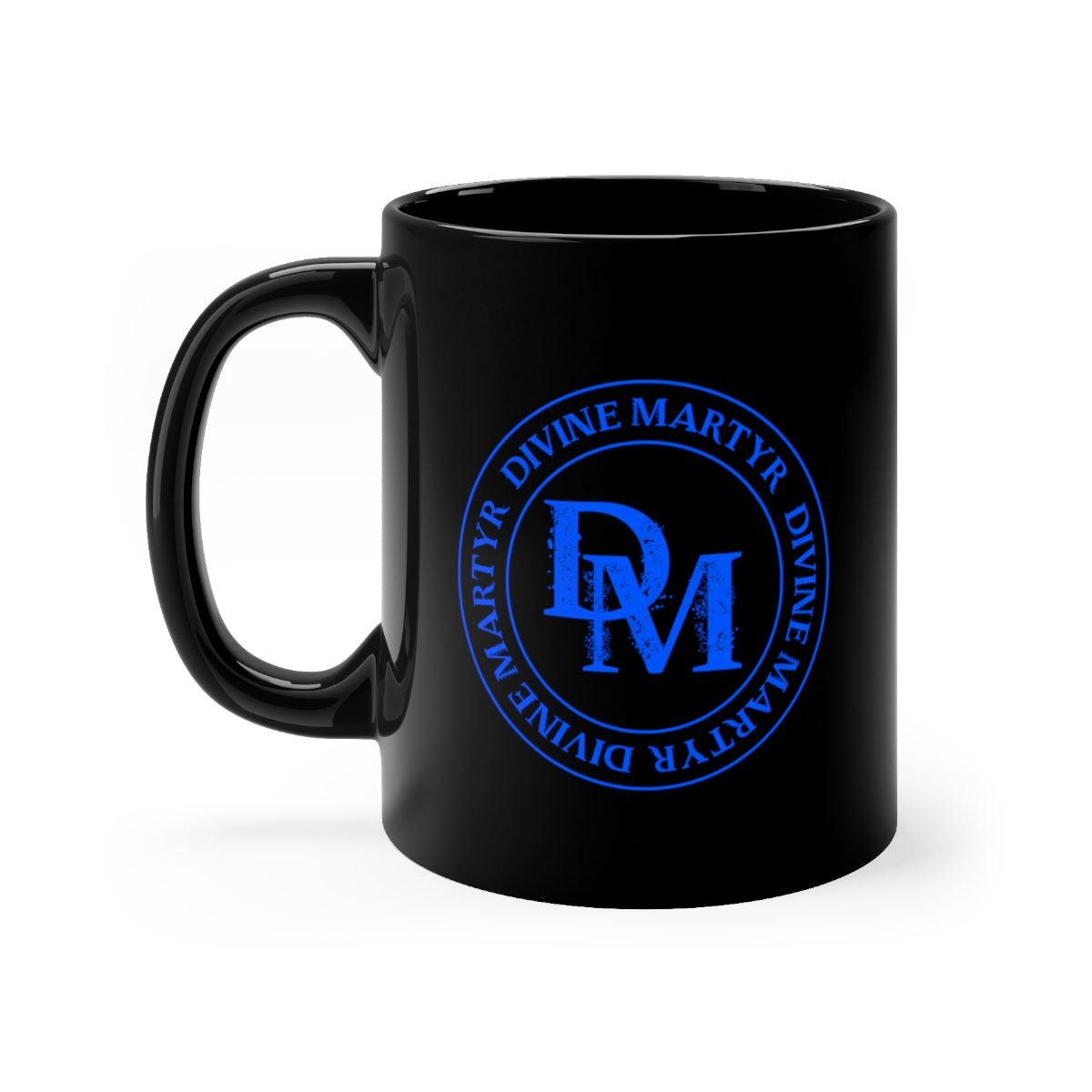 Divine Martyr Blue Logo 11oz Black mug