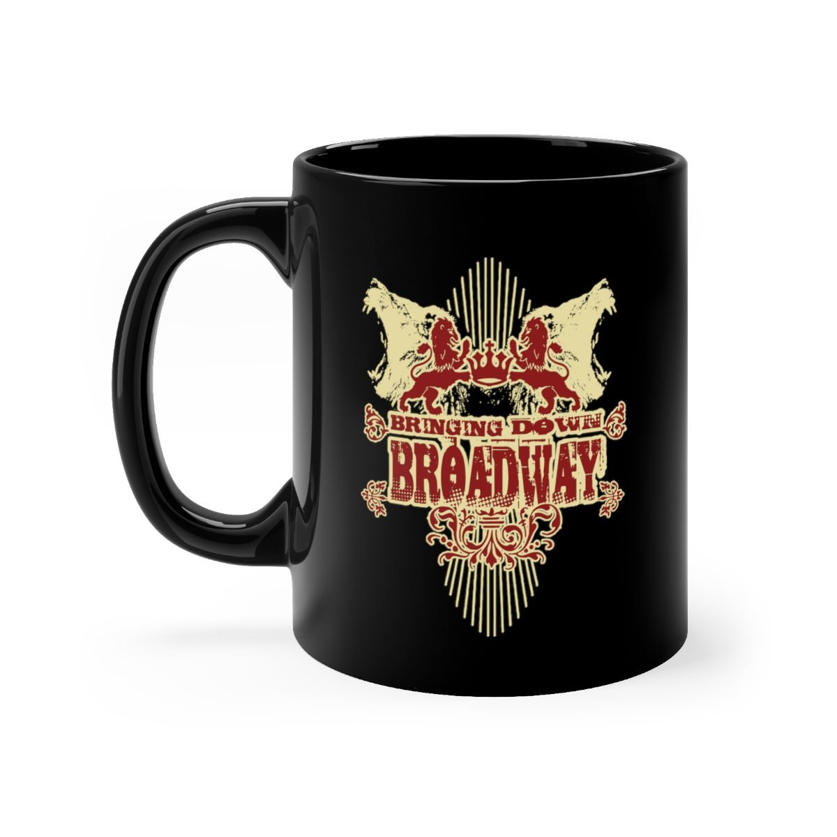 Bringing Down Broadway – Lion Crest 11oz Black mug