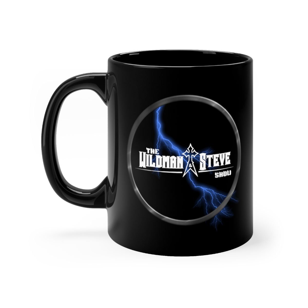 The Wildman and Steve Show – Blue Lightning 11oz Black mug
