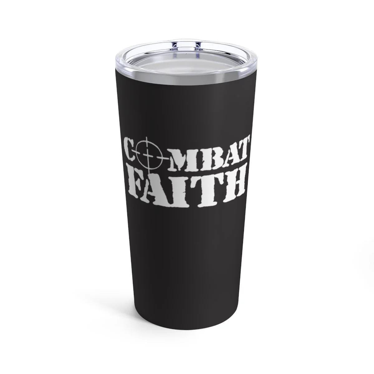 Combat Faith Logo 20oz Stainless Steel Black Tumbler