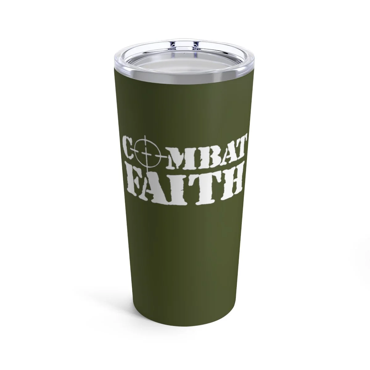 Combat Faith Logo 20oz Stainless Steel Military Green Tumbler