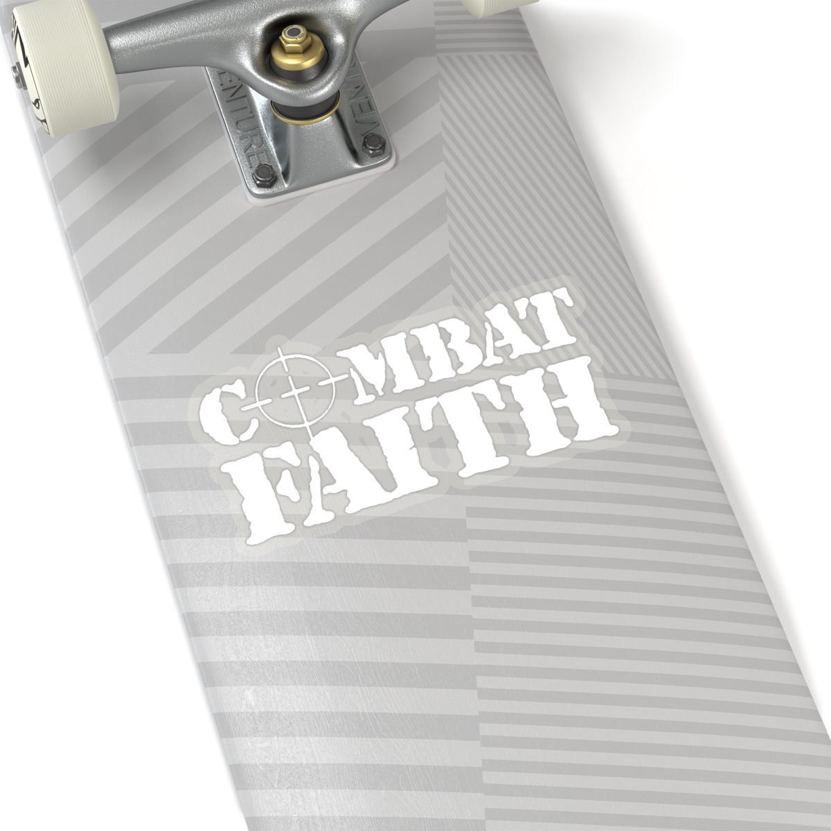 Combat Faith White Logo Die Cut Stickers