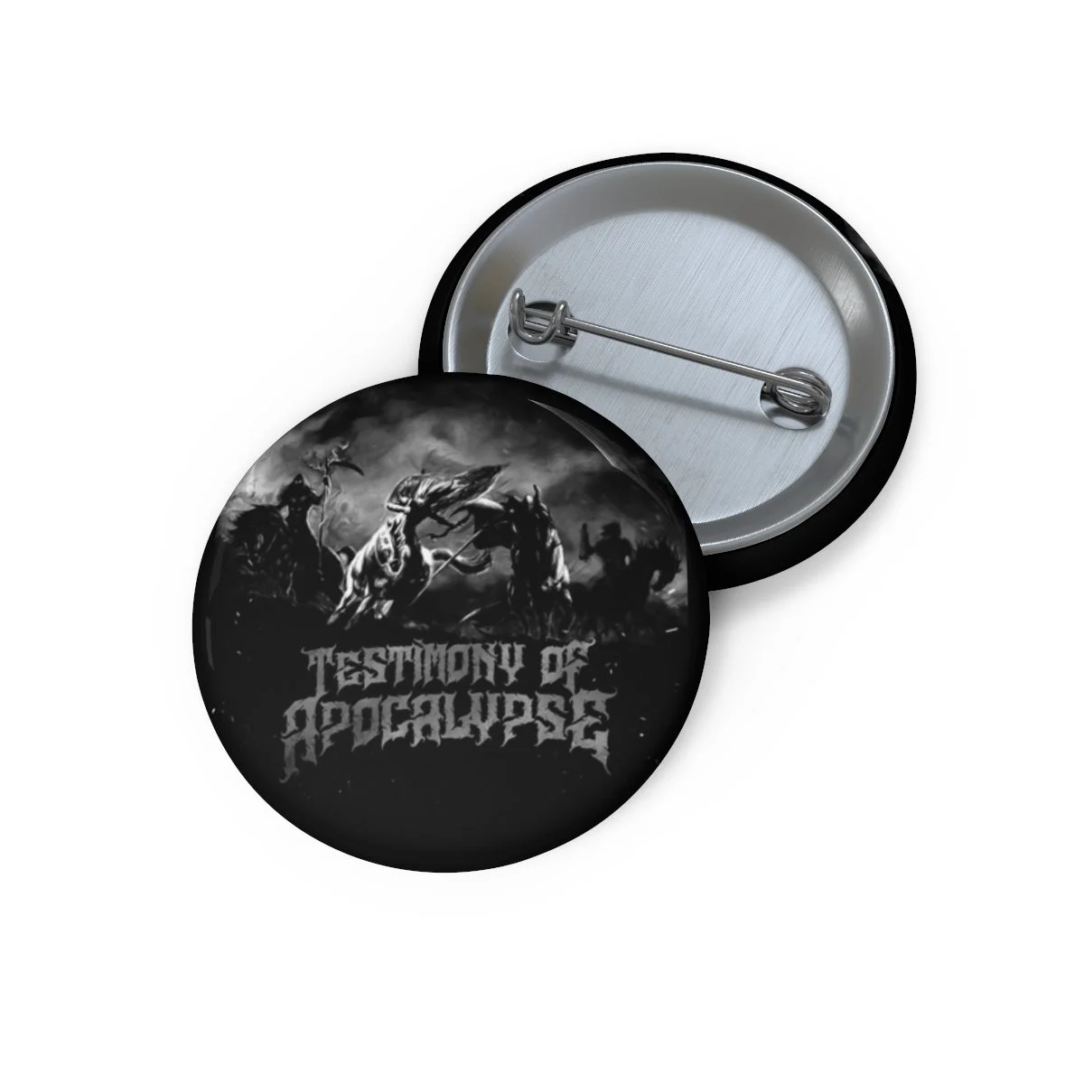 Testimony of Apocalypse Black and White Pin Buttons