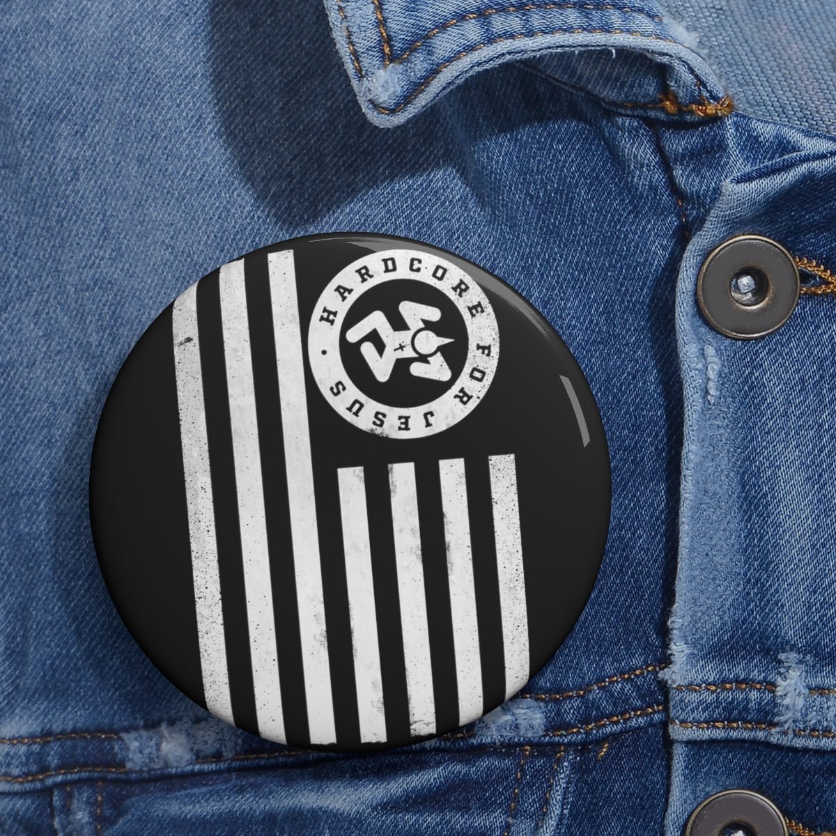 Hardcore for Jesus Flag Pin Buttons