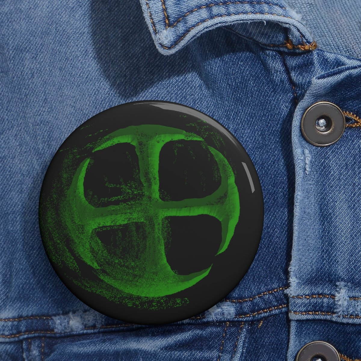 Deliverance Disintegrating Cross Green Pin Buttons