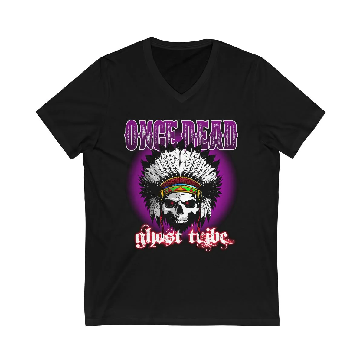 Once Dead - Ghost Tribe Logo Short Sleeve V-Neck Tee