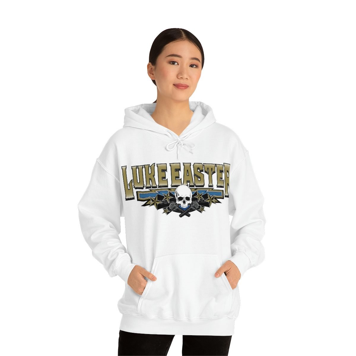 Luke Easter Skull and Mics Logo Pullover Hooded Sweatshirt