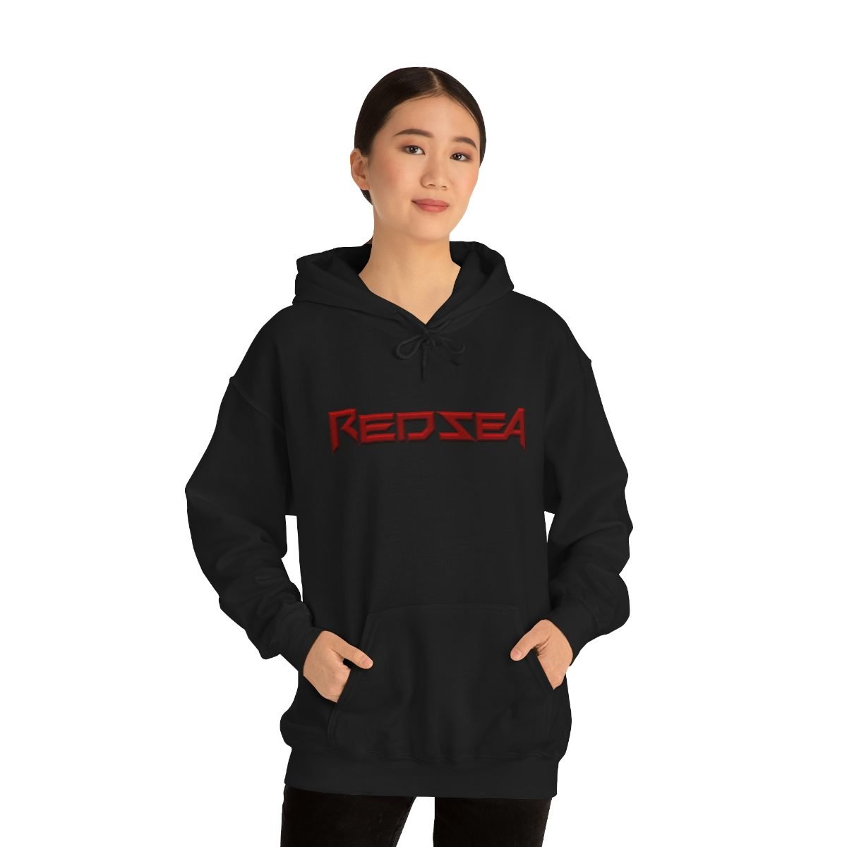 Red Sea Textured Logo Pullover Hooded Sweatshirt