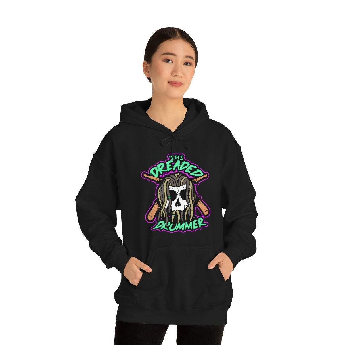 The Dreaded Drummer Green and Purple Version Pullover Hooded Sweatshirt